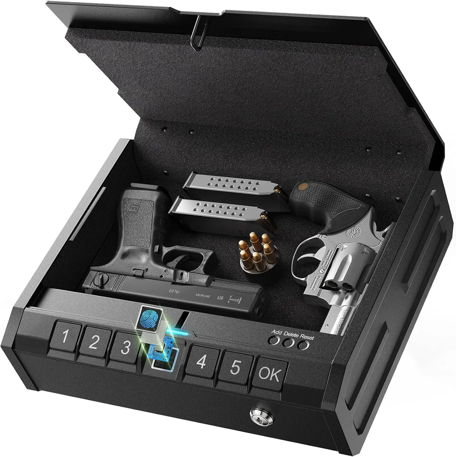 Standard VersionBiometric Gun Safes u2013 Quick-Access Pistol Safes with Fingerprint Lock, Keypad, and Emergency Features for Ho