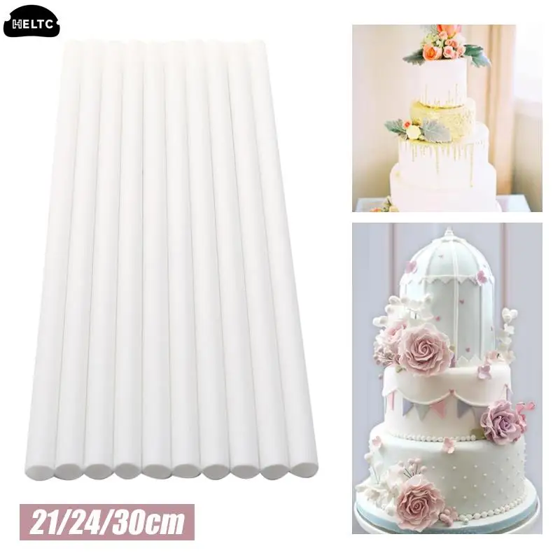 10PC Reusable Stacking Cake Straws Cake Support Rod Plastic Dowel Rods Tiered Cake Construction and Stacking White Plastic Stick