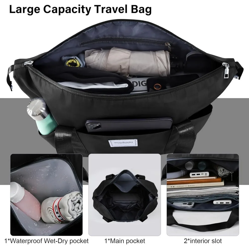 حقيبة من القماش الخشن قابلة للتوسيع وقابلة للطي مع عجلات، حقيبة ظهر قابلة للفصل للسفر في عطلة نهاية الأسبوع والأعمال ومغامرات التخييم #5