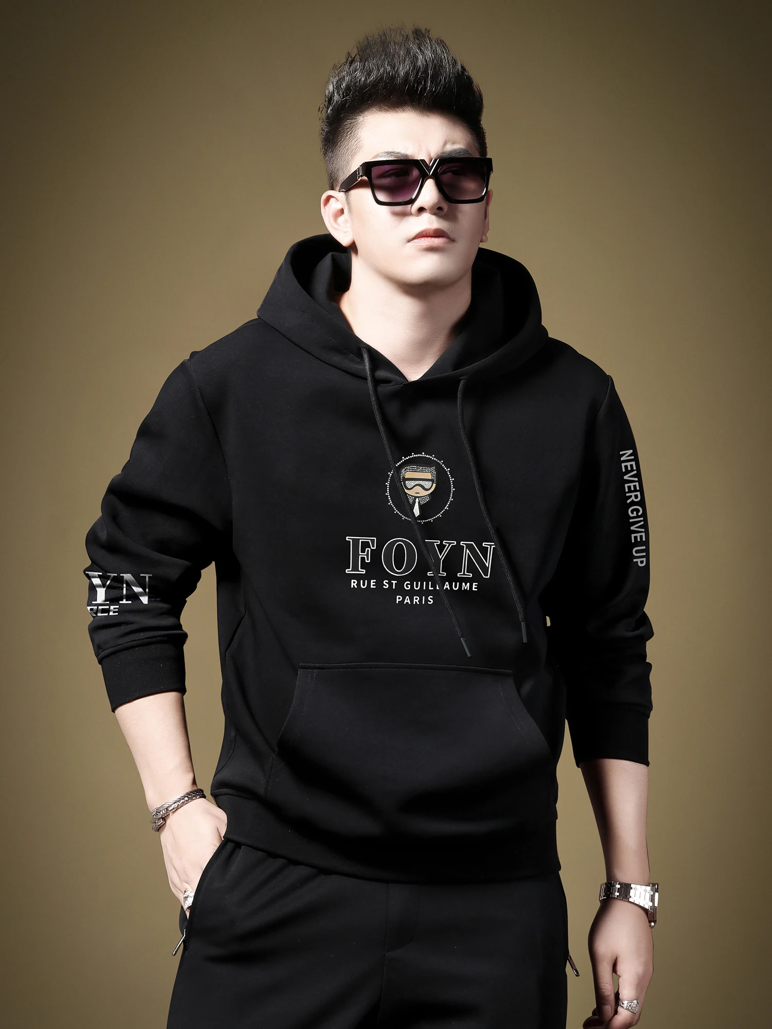 

Мужская толстовка на осень-зиму, модный бренд, свободный крой, повседневная, с длинным рукавом, с геометрическим узором, в уличном стиле