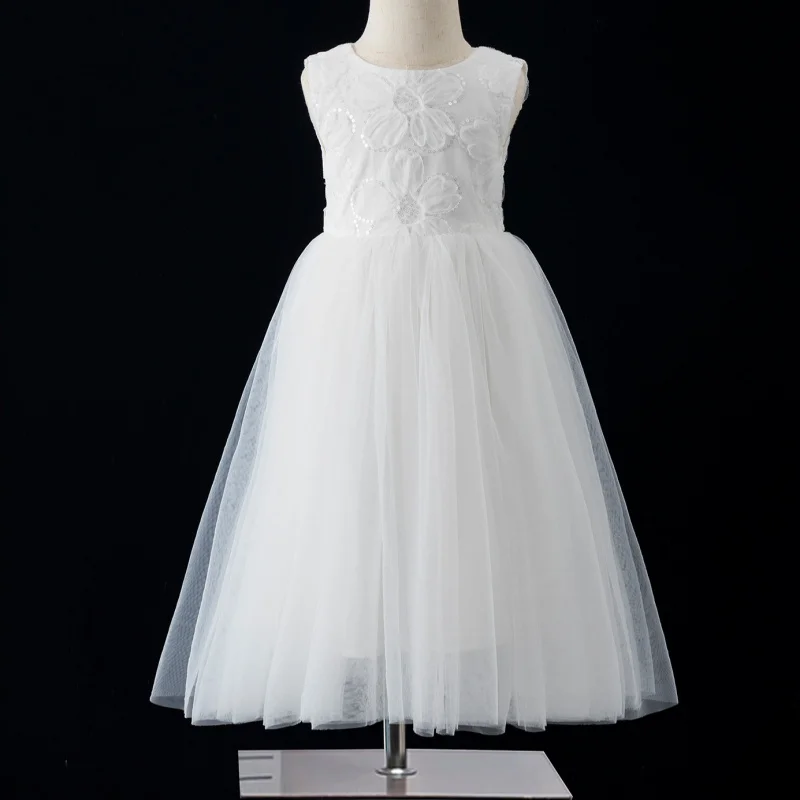 Girls Lace Dress Party Dress Children's Long Dress Floor-length Dress Flower Girl Dress Sleeveless Princess Dress Children's Dre
