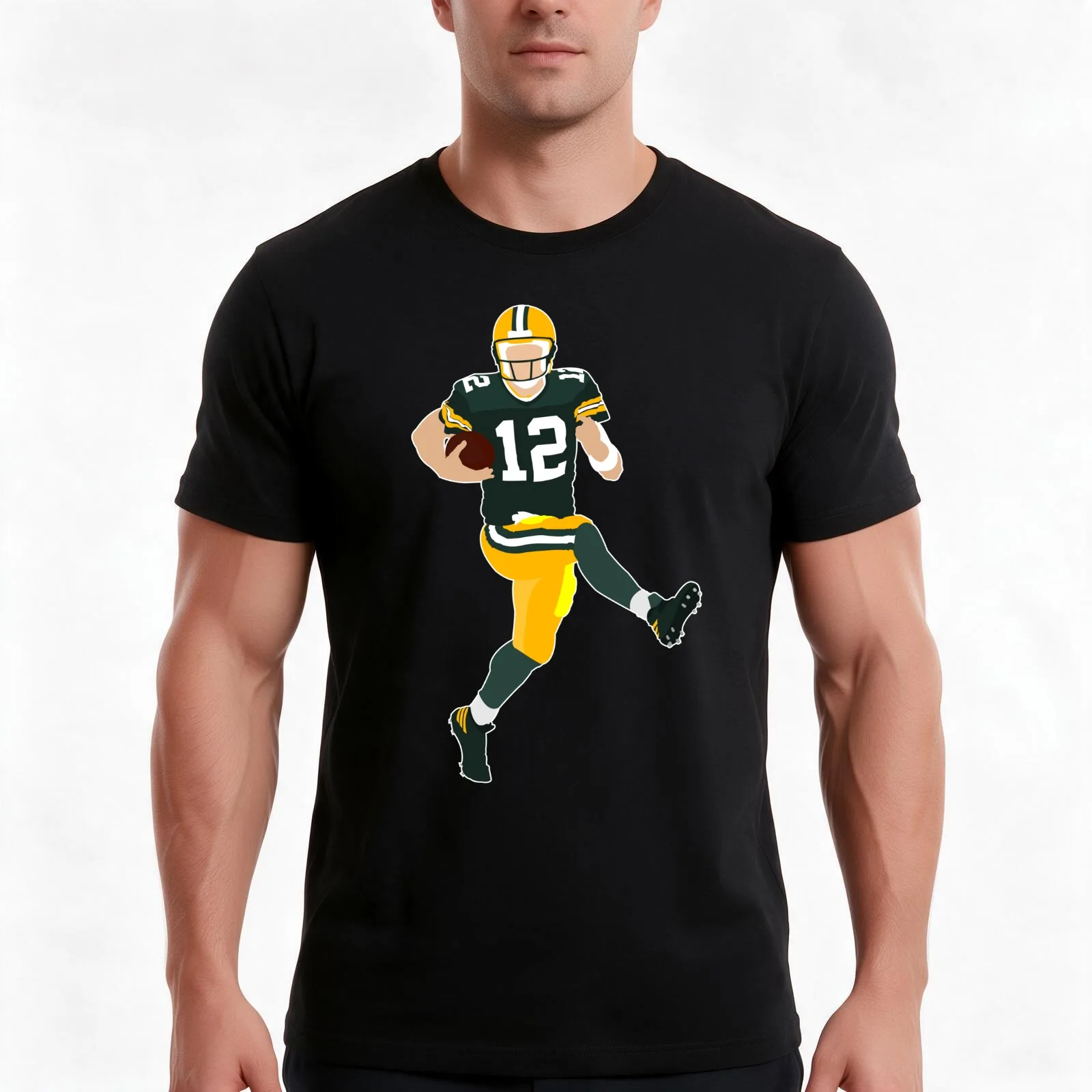 Green Bay Quarterback T-Shirt, Summer Casual Cotton Tee, Oversized Streetwear Tops, Vintage Graphic Print, Unisex Men Women