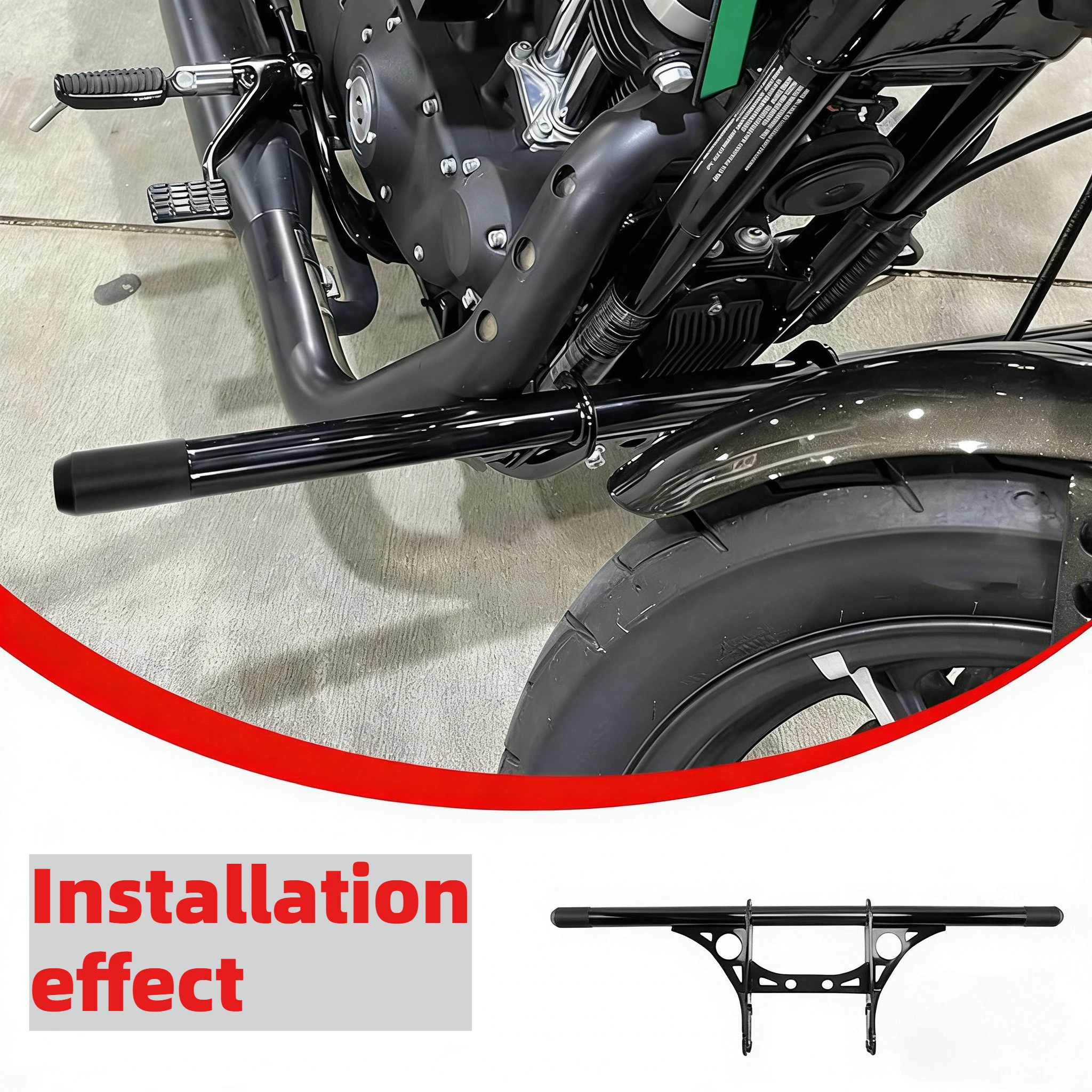 

Front Crash Bar Motorcycle For Harley XL883 1200 X48 72 One-word bumper Anti-fall rubber guard bar frame 2004-2023 General