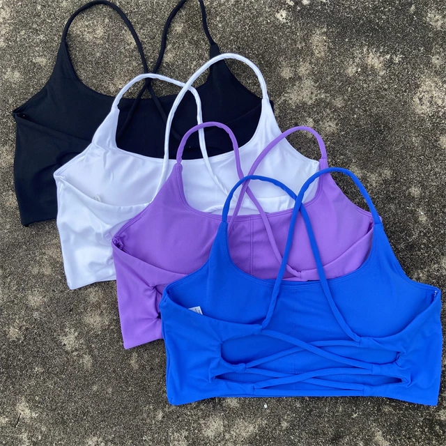 Biustonosz sportowy z paskami krzyżowymi dla kobiet do jogi i treningu Crop Top Kamizelka o wysokim wpływie Bralette Plus Size Wyściełana bielizna do biegania