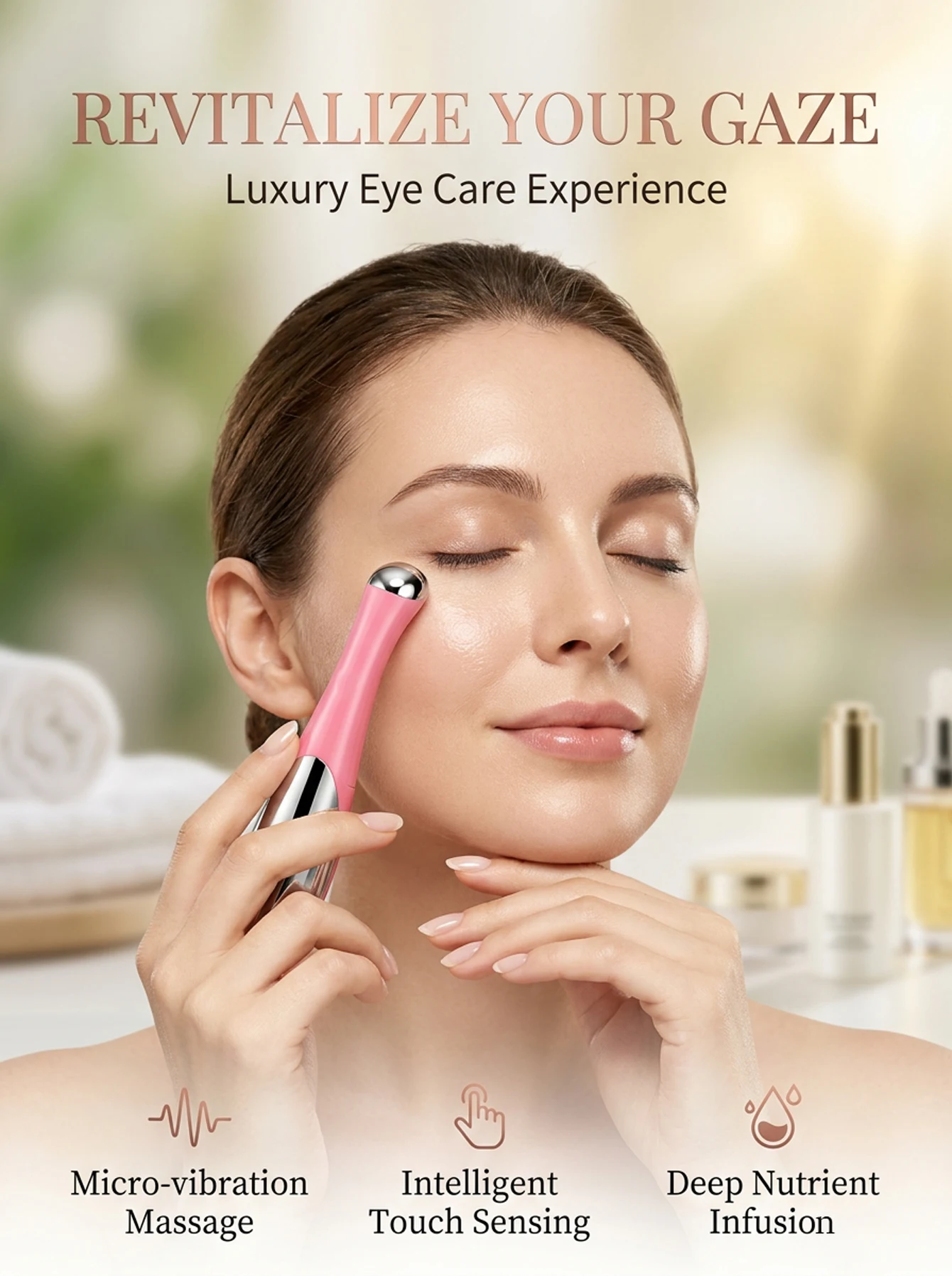 Masseur oculaire électrique à vibrations, anti-âge, pour éliminer les cernes, soin du visage et des yeux, stylo de beauté