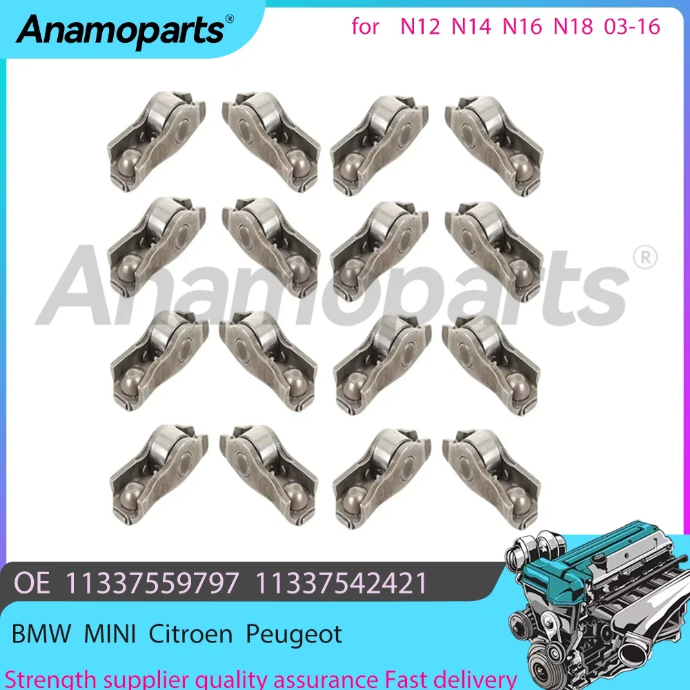 16PCS Engine Rocker arm Set For 03-16 BMW 116i 118i MINI Cooper Convertible Citroen C3 Peugeot 1.6T 2.0T N12 N13 N14 N18 N16 B16