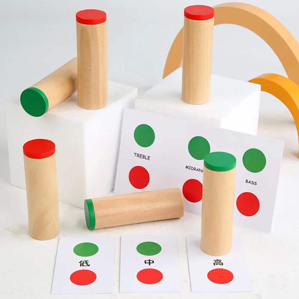 1Set Montessori Wooden Voice Pairing Canister Sensory Learning Educational Interactive Thinking Development Plaything for Kids