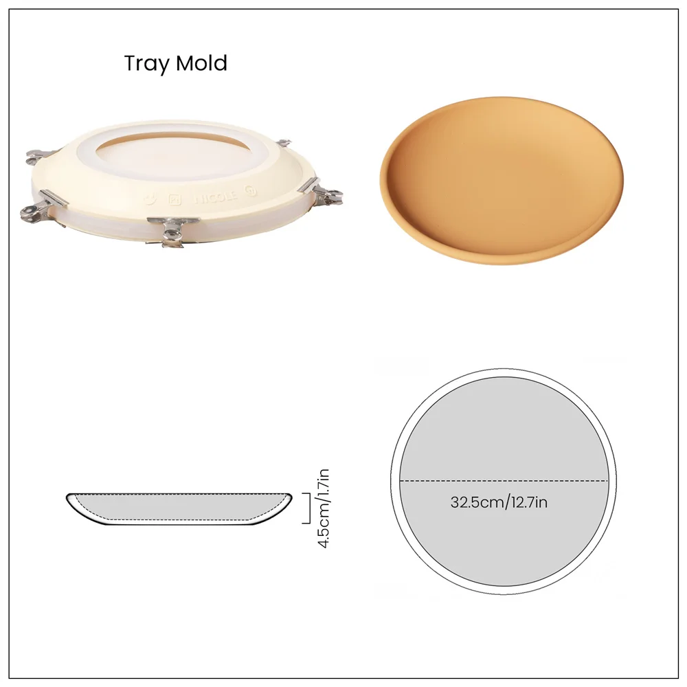 Boowan Nicole Large Circular Tray Concrete Silicone Mold DIY Handmade Serving Tray Cement Mold Home Kitchen Bathroom Decoration