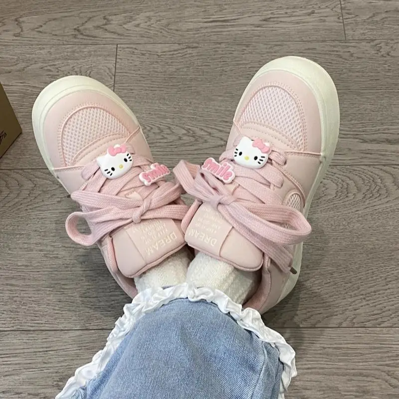 Sanrio Hello Kitty Anime Sneakers Girl Heart Sweet Cute Cartoon Summer Women Pink Bread Shoes Soft-Soled Tide Gift for Kids