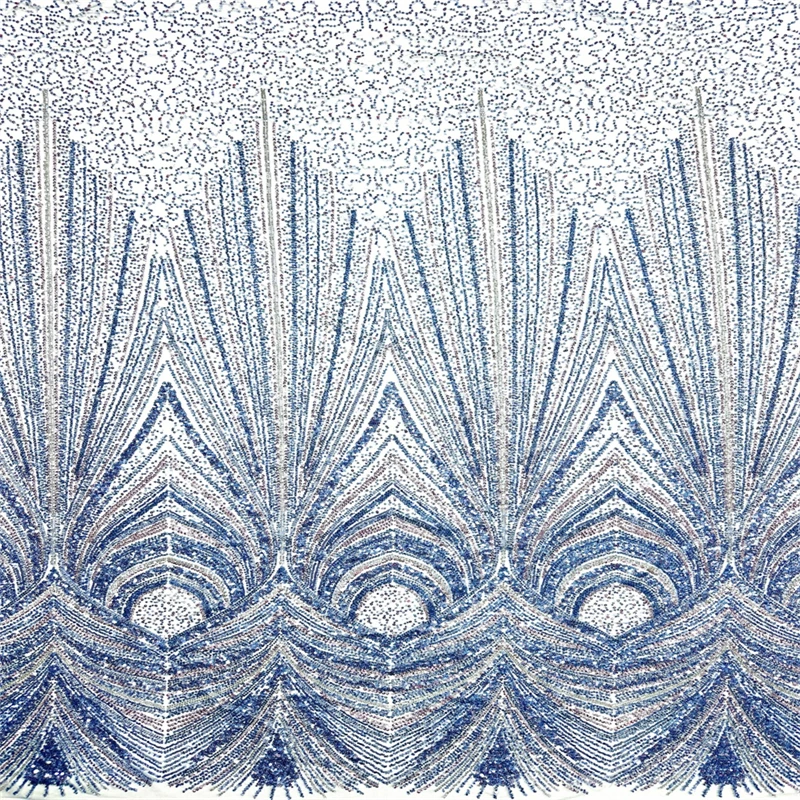 High-Quality Luxury African Embroidered Sequined Lace Fabric,  Nigerian Beaded Lace Fabric Suitable For Wedding Dresses