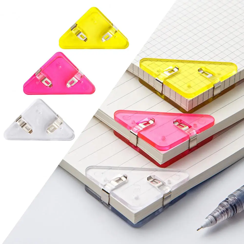 

5Pcs Transparent Triangle Corner Clips Prevent Book Curling Multifunctional Document Book Page Corner Clips Students Supplies