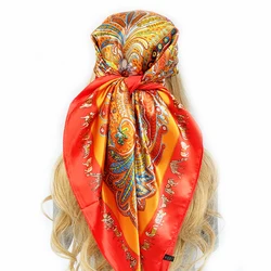 Fashion For 90X90CM Beach Shawls Summer Sunscreen Popular Scarves 2023 New Design Square Headscarf Luxury Model Women Silk Hijab