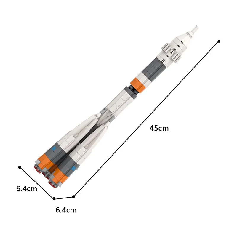 MOC 1:110 Scale R-7 Soyuz Rocket Building Blocks Kit Spacecraft Launch Vehicle Carrier Brick Model Assemble Toy DIY Kid Gift