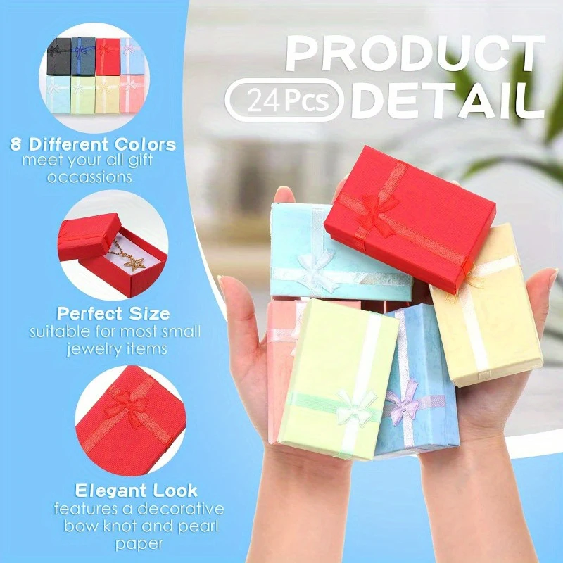 24 pcs High Quality Paper Ring Necklace Set Jewelry Necklace Earrings Rectangular Package Gift Box 5*8*2.5cm