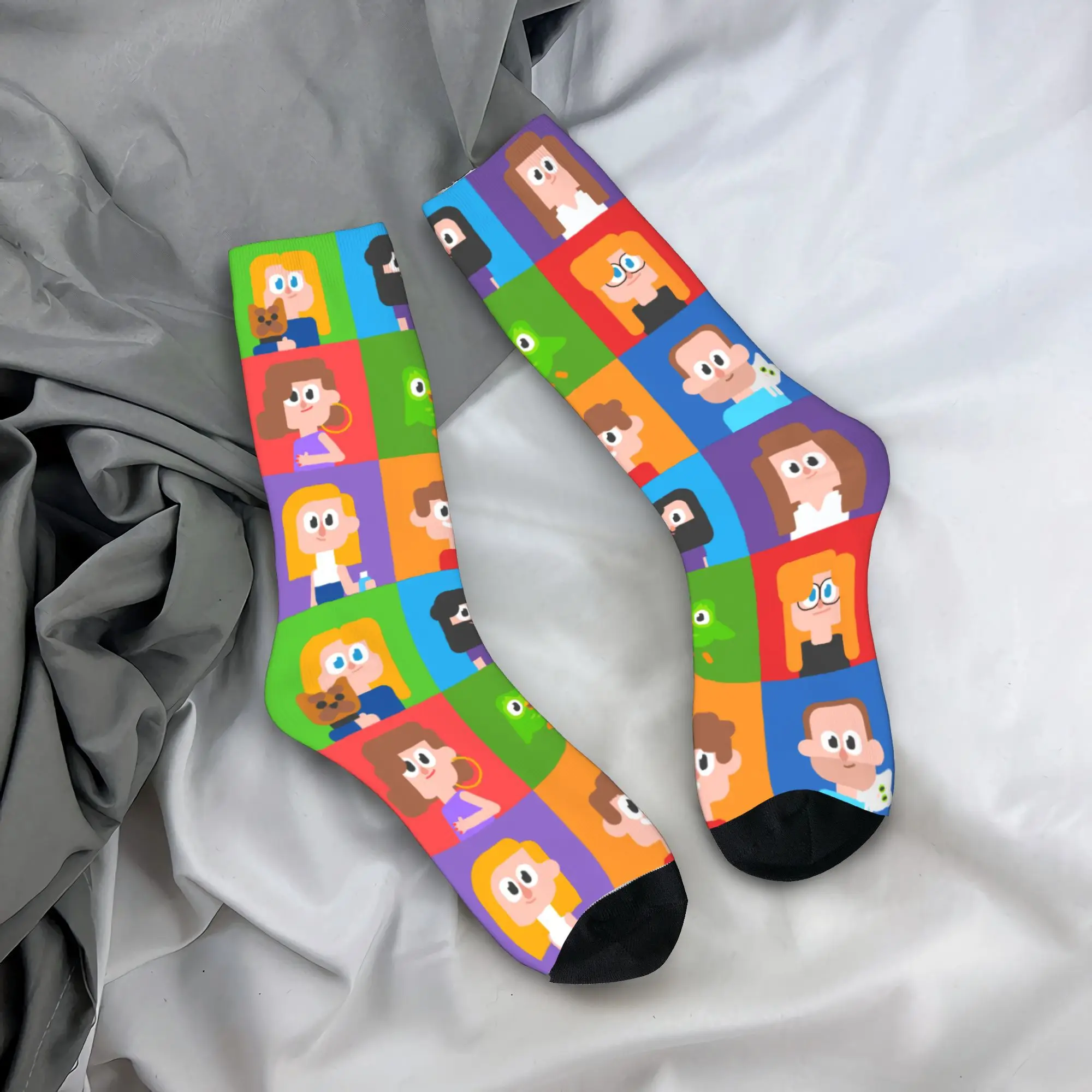 Пользовательские забавные мужские милые носки с героями мультфильмов D-Duolingos Bird Dress, унисекс, дышащие теплые носки с 3D принтом комиксов