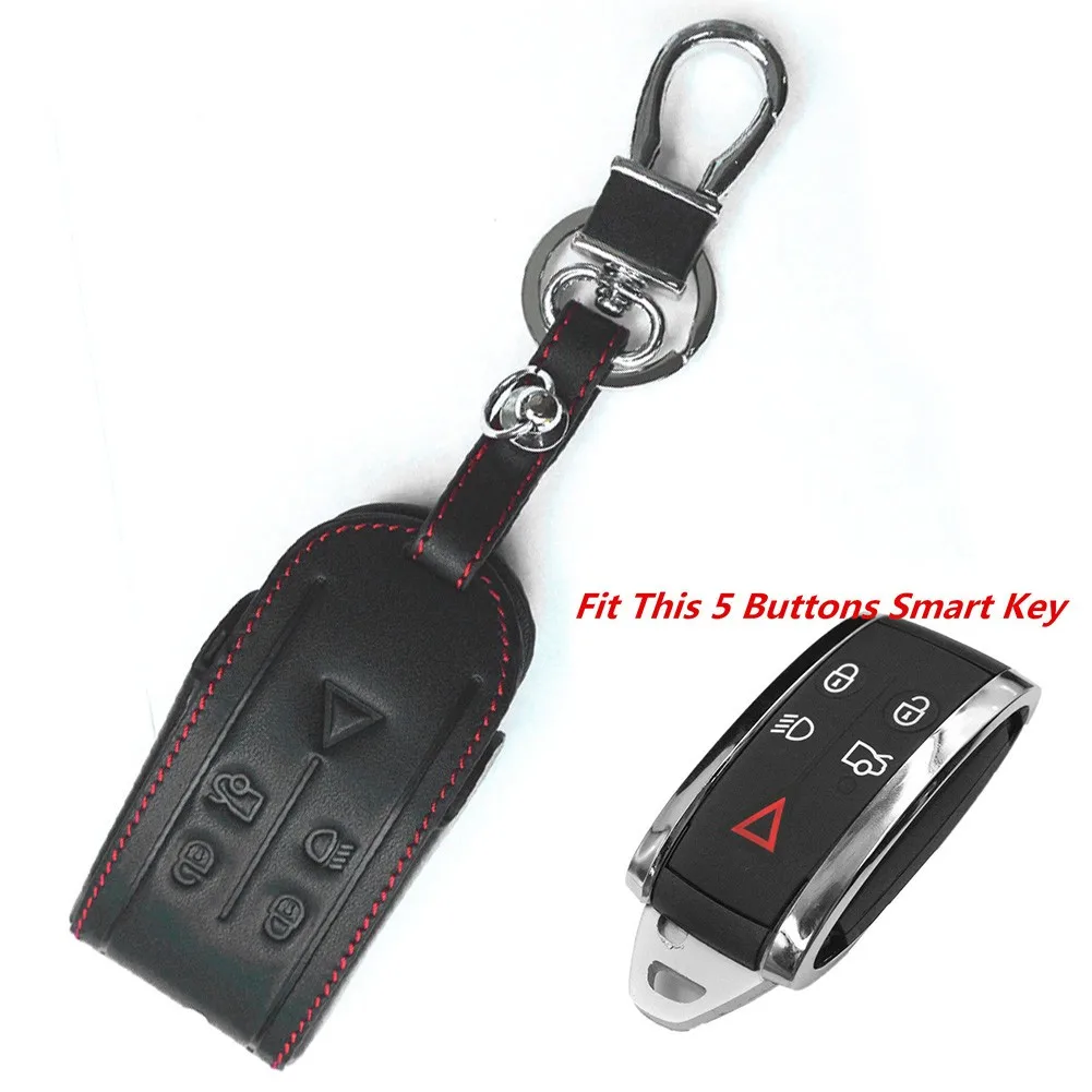 Accessories Key Case Black Key Chain Leather Remote Replacement Smart 5 Buttons Fob For JAGUAR XF XK XKR Durable