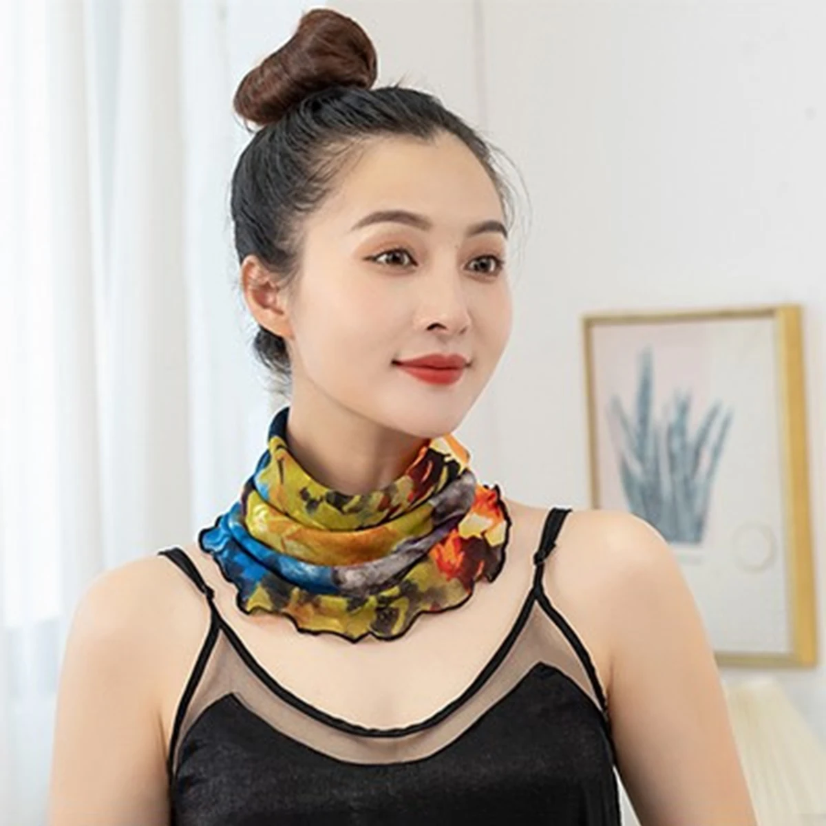 New Summer Neck Cover Multi Functional Ear Hanging Sun Protection Mask For Women Thin Elastic Print Versatile Neckerchief