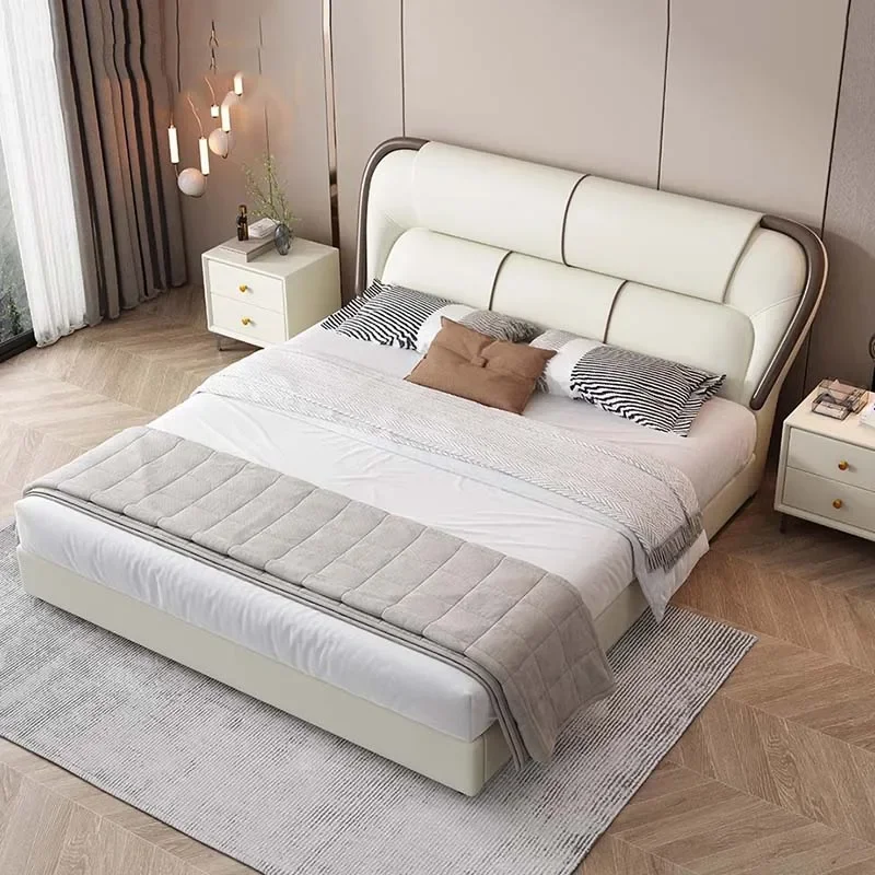 Minimalist Bedroom Bed Queen Size Modern Multifunctional Double Bed Storage Space Camas De Casal De Luxo Nordic Furniture