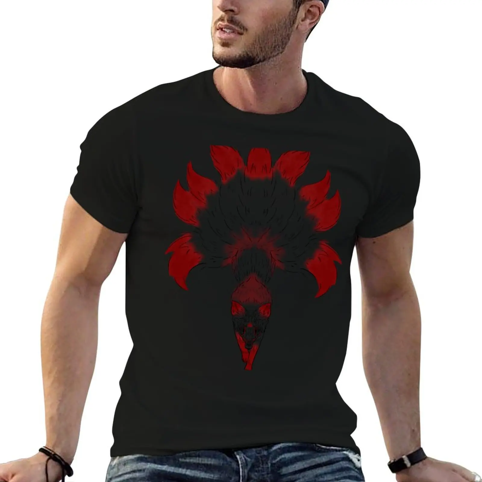 

Red Spirit Fox 9 Tail Kitsune T-Shirt t shirt personalised cotton t shirts high quality T-Shirt