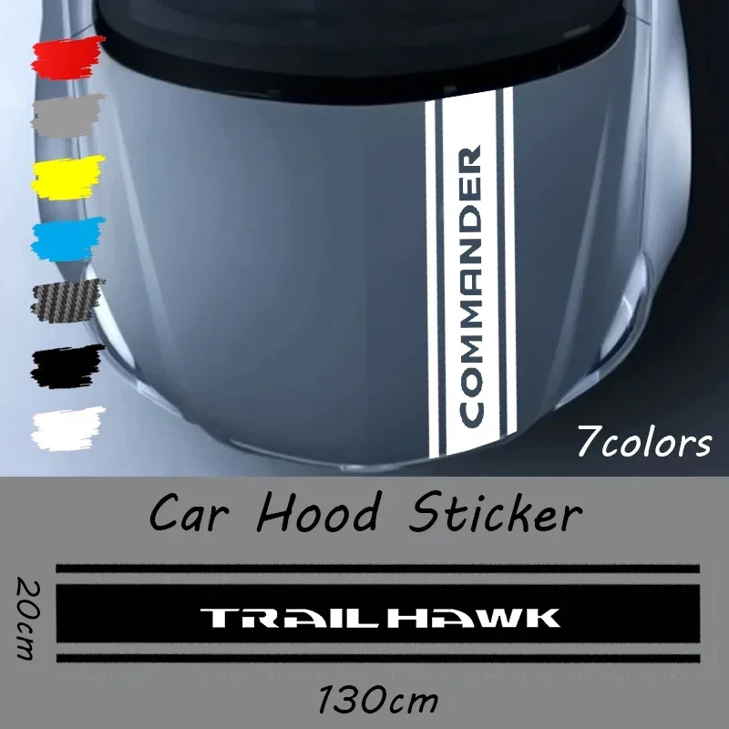 

130×20cm Car Engine Bonnet Vinyl Sticker for Jeep CHEROKEE COMMANDER COMPASS TRAILHAWK PATRIOT RUBICON Strip Decal Accessories