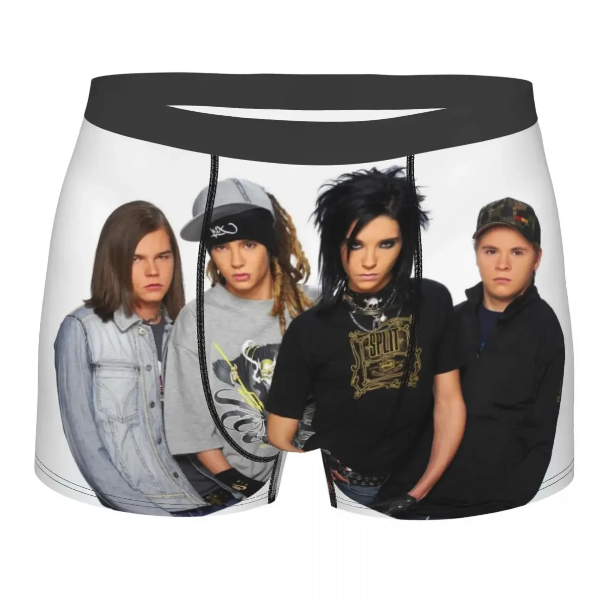 Пользовательские шорты-боксеры Tokio Hotel Rock Band Bill Kaulitz для мужчин, нижнее белье с 3D принтом, трусы, эластичные трусы