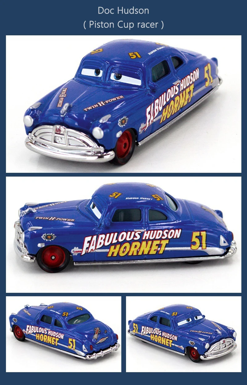 Cars 2 3 Lightning McQueen Mater Sheriff Flo Doc Hudson Rot 1:55 Legierungs-Druckguss-Automodell Kinderspielzeug Geschenk – Detail 7