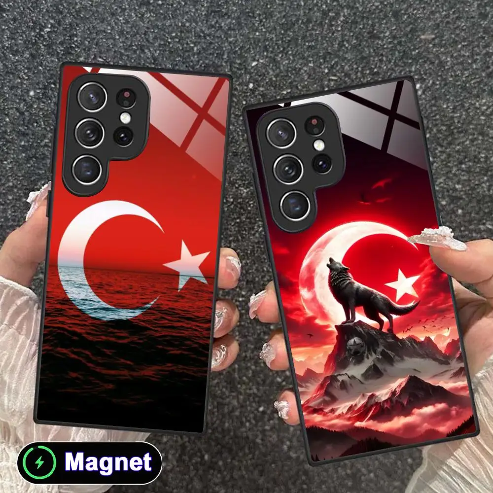 Turkey Flag Phone Case for Samsung Galaxy S26 S25 S24 S23 S22 S21 S20 Note20 Plus FE Ultra Glass Magnet Cover