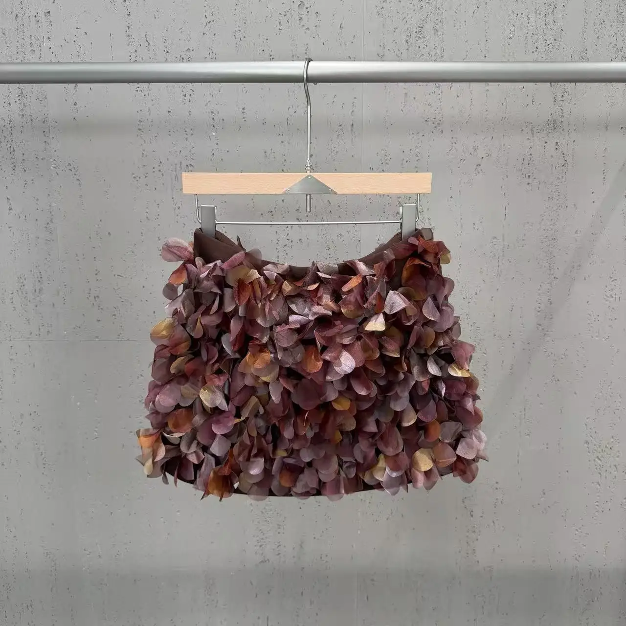 High Street Skirts Women's Autumn Three-dimensional Gradient Flower Short Fluffy Fashion Streetwear Skirt Purple