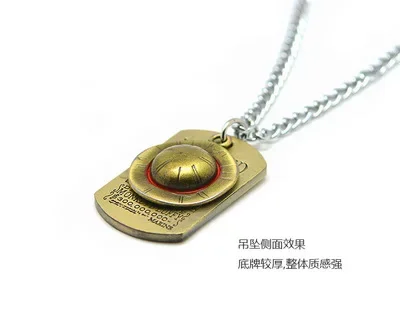 Anime One Piece Necklace Luffy Straw Hat And Skull Logo Dog Tag Pendant Men Fashion Choker Accessories Jewelry Figure Toys