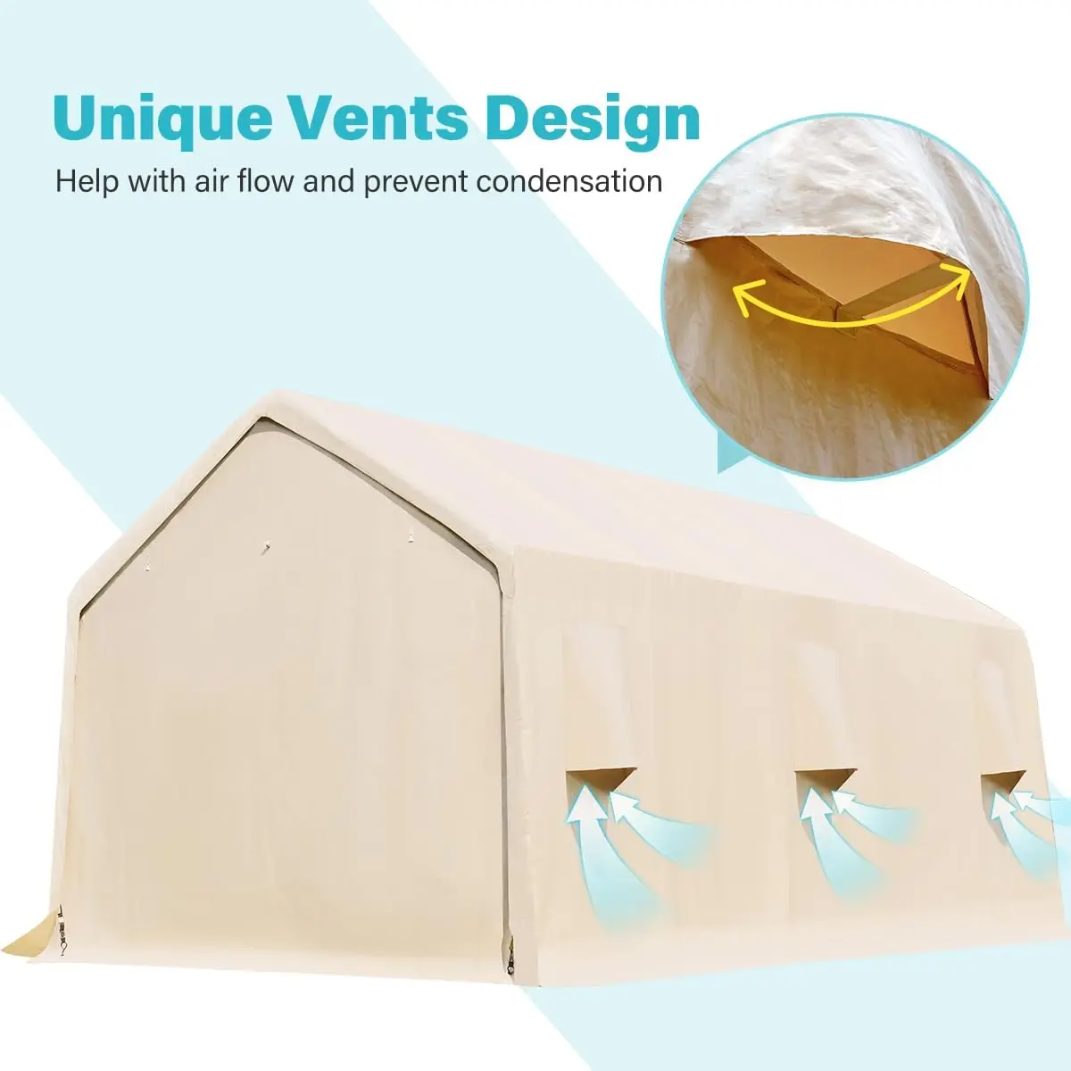 Advance Outdoor 13X20 Ft Garage Tent Carports With 2 Roll Up Doors & Vents Outdoor Portable Storage Shelter For Vehicle Truck