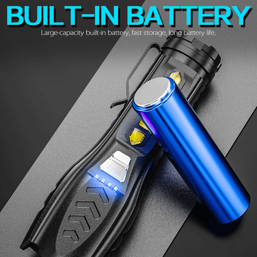 New Portable Strong Light led Flashlight USB Rechargeable Highlight Tactical Flashlight Outdoor Lighting LED Camping light