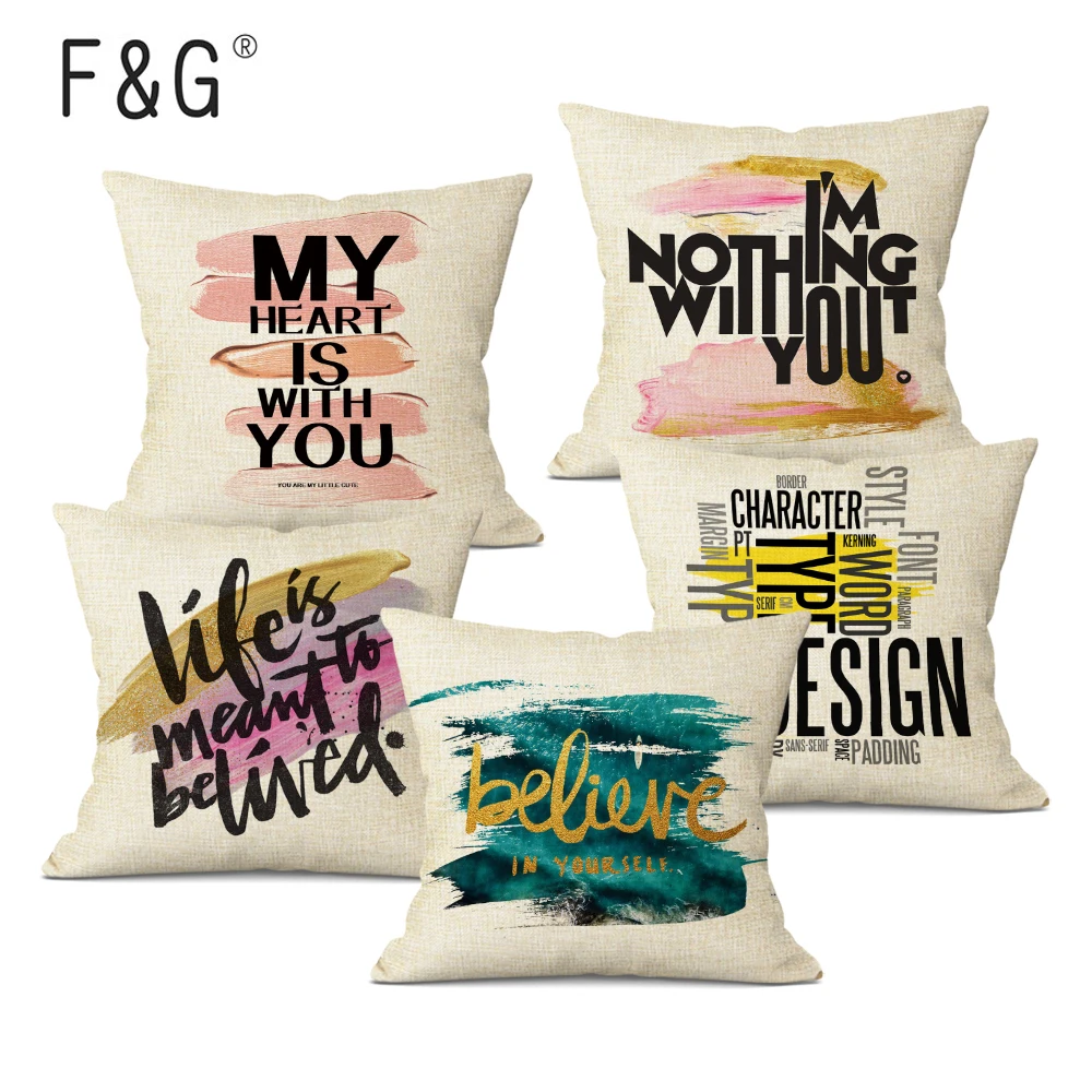 

Fashion Colorful Letters Cushion Cover Romantic Valentine Day Gift Pillow Cover Sofa Linen Pillow Case for Home Decor