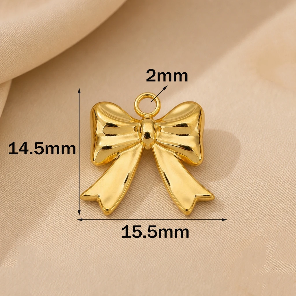 5 Stück Goldene Edelstahl-Schleifenanhänger, Schleifenverbinder-Anhänger für DIY-Ohrringe, Armbänder, Halsketten, Schlüsselanhänger, Schmuckherstellung – Detail 6