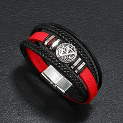 Black Red Tree Male Unique Design New Punk Vintage Cuff Men Leather Bracelets Bangles for Women Men Jewelry Accessories