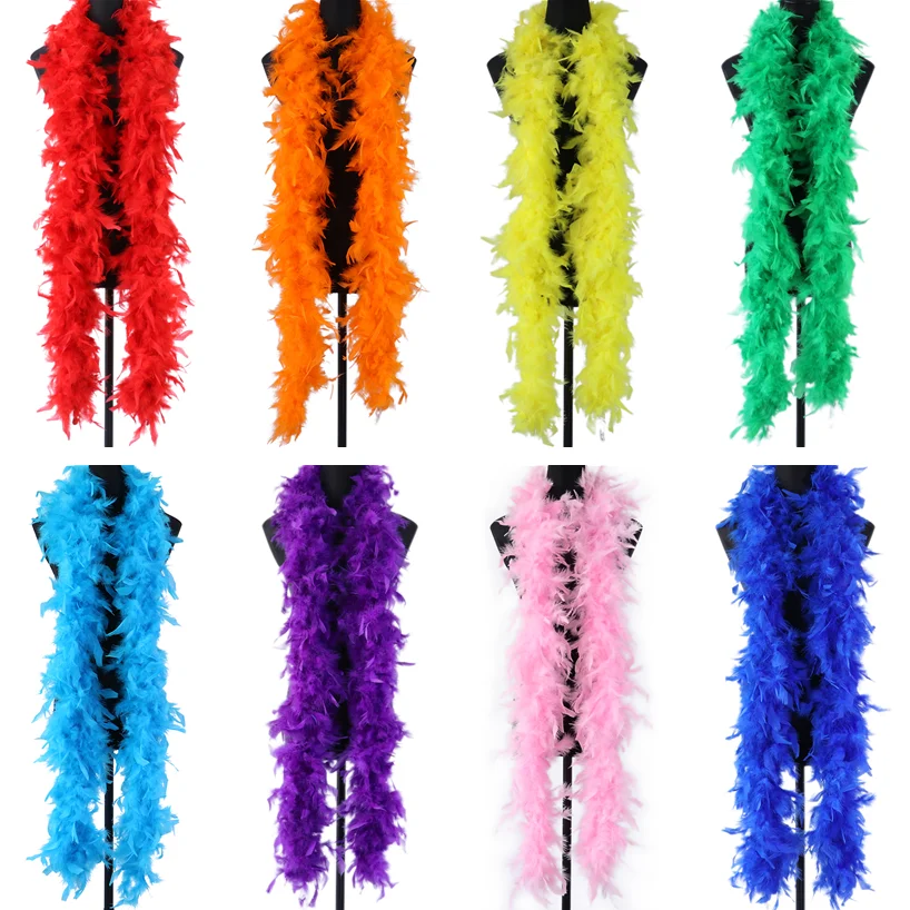 2M piume di tacchino colorate Boa 60g Fluffy Feather Crafts nastro abito da sposa Plumes scialle decorazione cucito Costume Accessorie