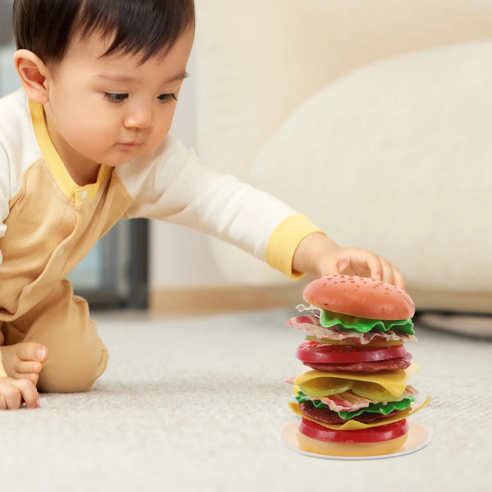 

1Set Children's Hamburger Stacking Game Colorful Detachable Layers for Concentration Balance Training Educational Fun