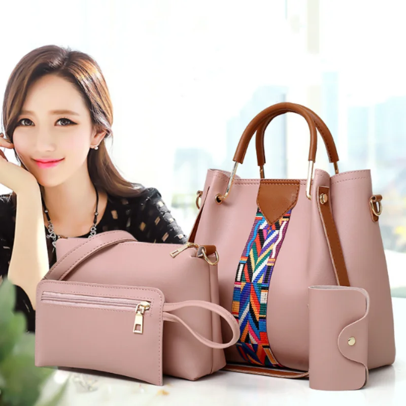 Women\'s Handbag 4-piece Set Women\'s Shoulder Bag Fashion Purse Vintage Leather Bag Large Capacity Handbag Inclined Shoulder Bag