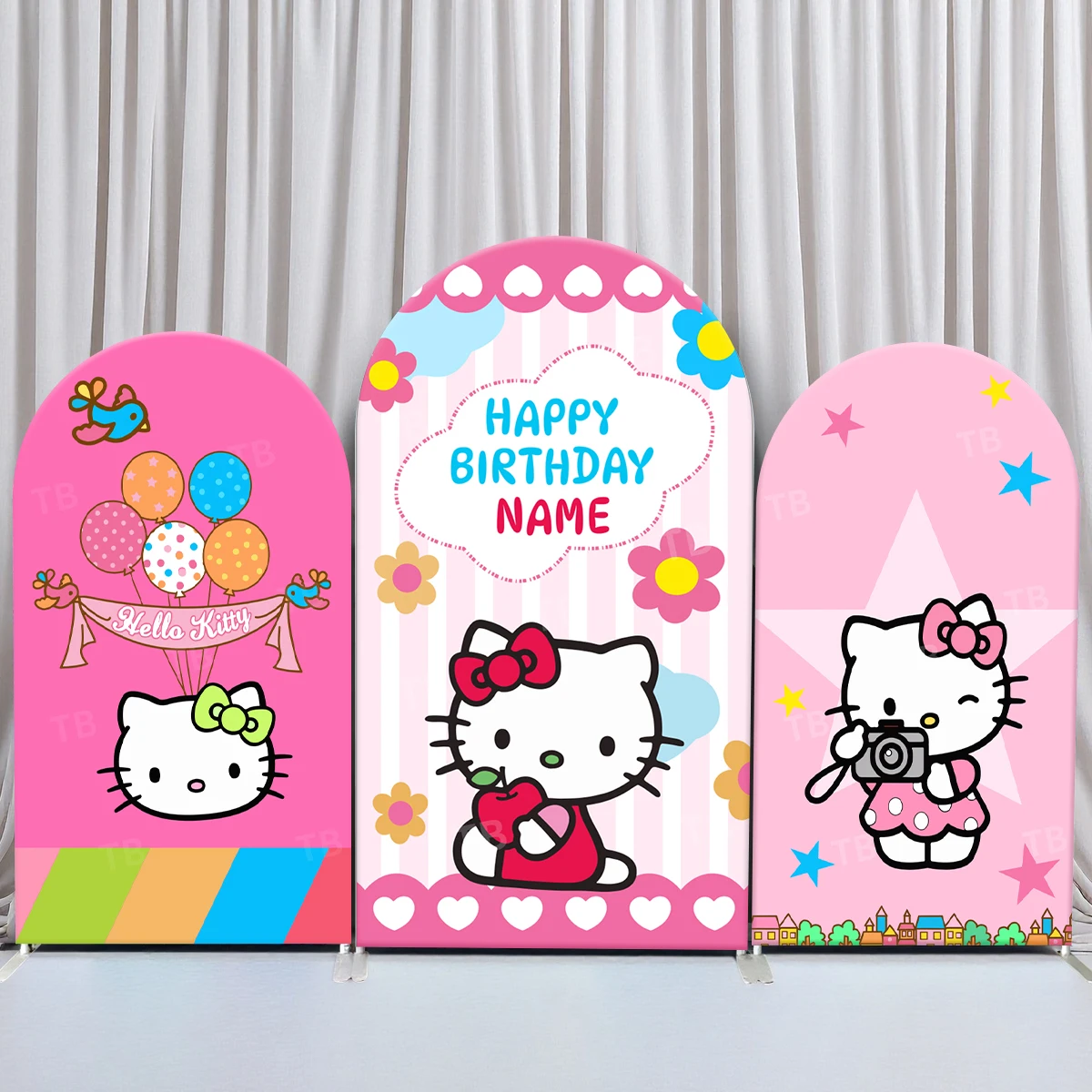 

TB Sanrio Hello Kitty Cartoon Arch Backdrop Cover Girls Birthday Party Decor Baby Shower Photography Background Elastic Fabric