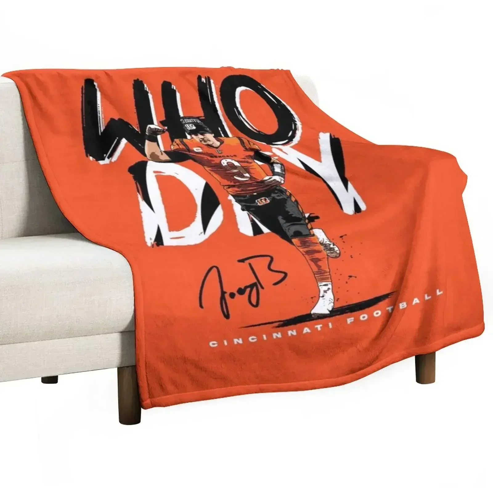 Who Dey Burrow Cincinnati American Football Throw Blanket Hairys blankets and throws Blankets