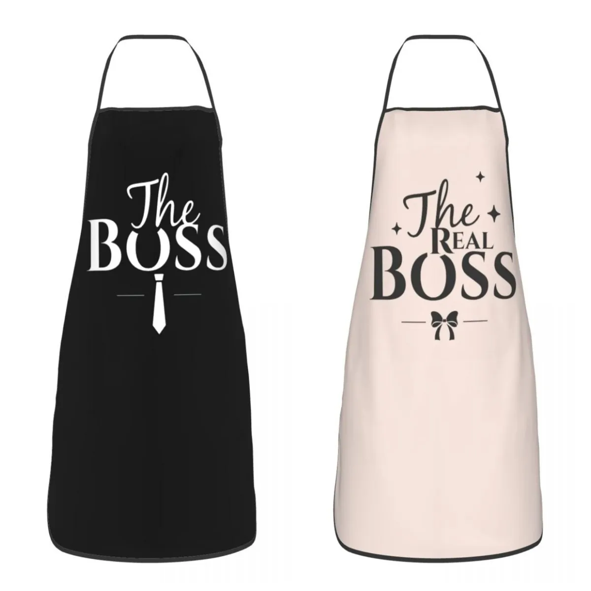 The Boss The Real Boss Apron Women Men Unisex Bib Couple Cooking Kitchen Tablier Cuisine Chef Painting