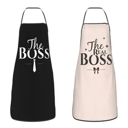 Delantal The Boss The Real Boss para hombre y mujer, babero Unisex para cocinar, Tablier de cocina, Chef, pintura