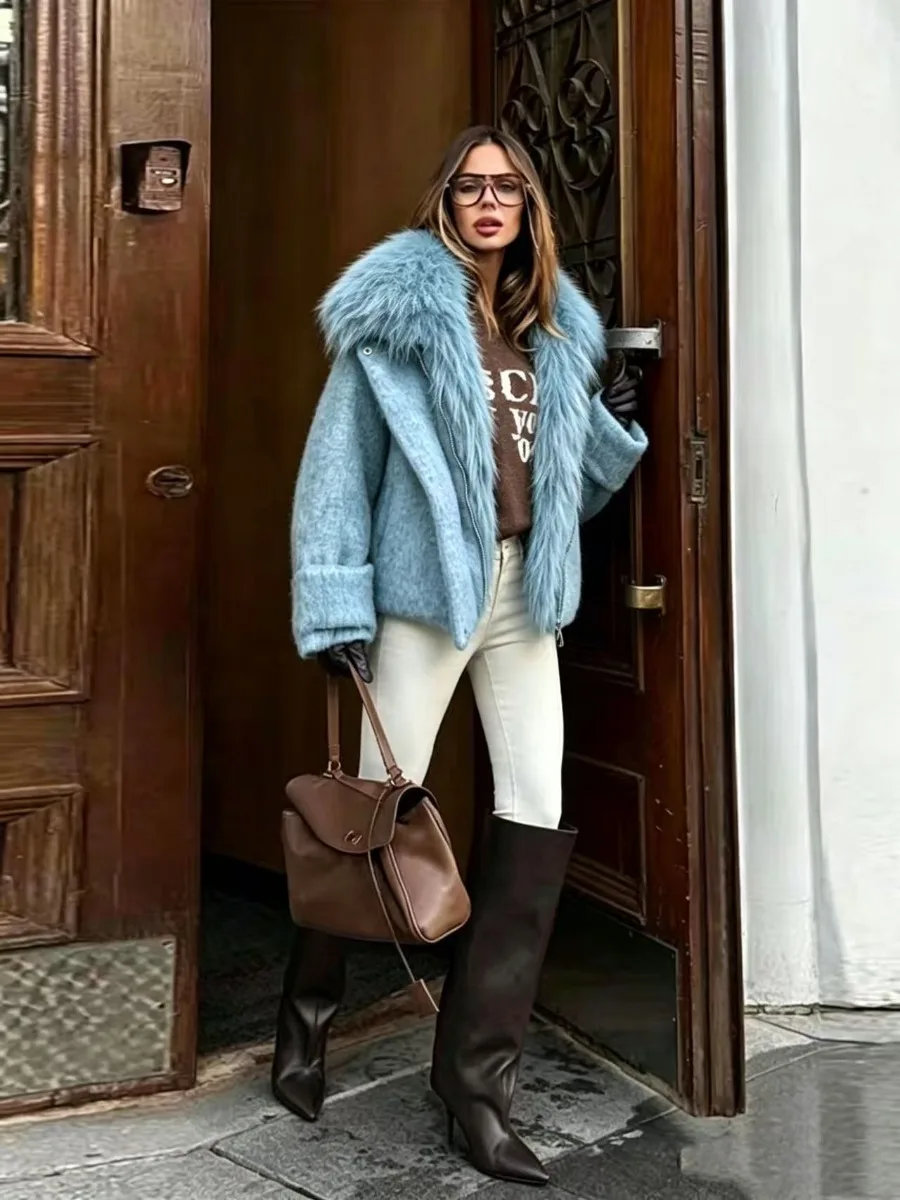 

2026 New Arrival Luxury Down Jacket Women Puffer Parka Thick Warm Goose Down Coat Oversized Streetwear Wool Coat with Fur Collar