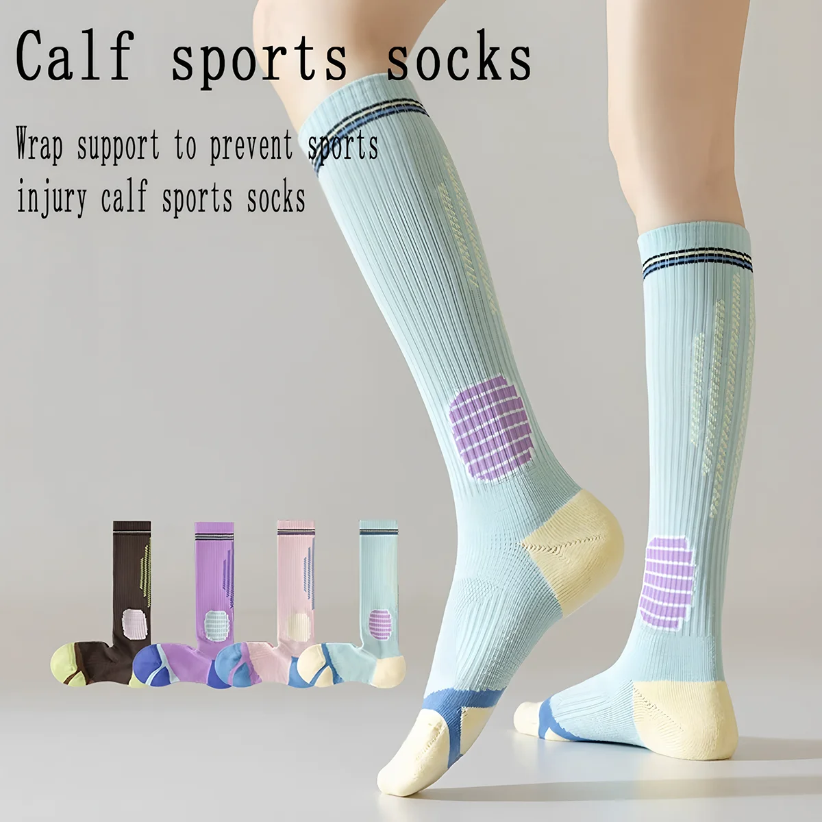 Chaussettes de sport pour femmes, chaussettes de pression de fitness professionnelles à tube long, adaptées aux chaussettes de mollet pendant l'exercice, chaussettes élastiques