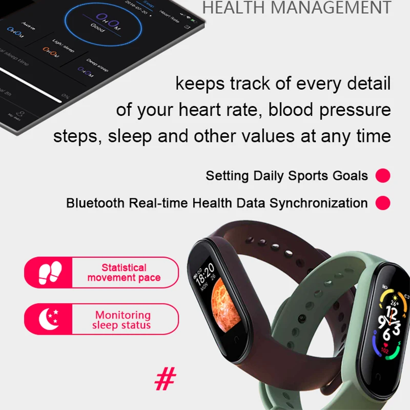 M7 Smart Watch Smartband Heart Rate Smartwatch Fitness Tracker Blood Pressure Sport  Bracelet for mi band 7  Men Women