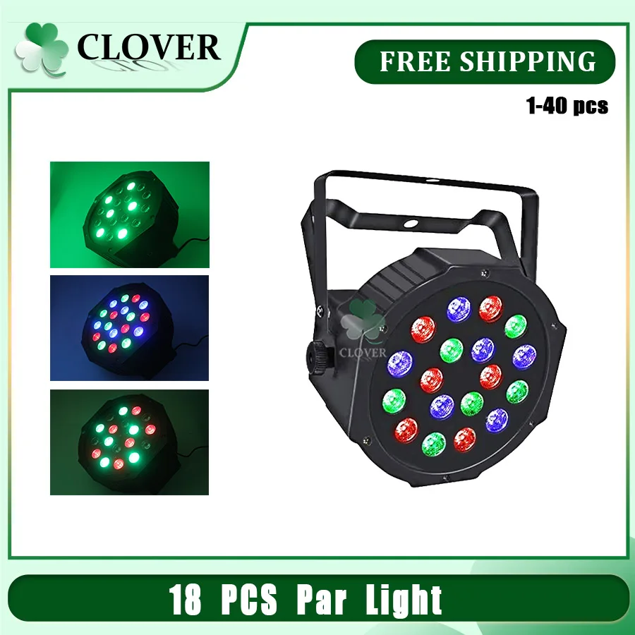 No Tax 1-40Pcs 18LED RGB Polypropylene Par Lighting Suitable For DJ Disco Party Stage Lighting Dance Studio Stage Performance