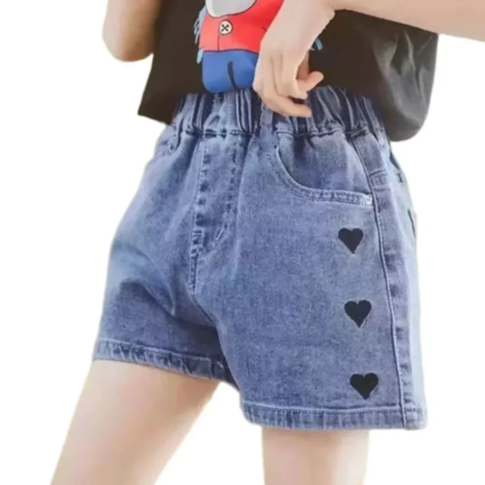 2024 Summer Girls Shorts Kids Denim  Pants Casual Jeans 2 To 12Yrs Children's Cartoon Printed Clothing Teenagers Short Trousers