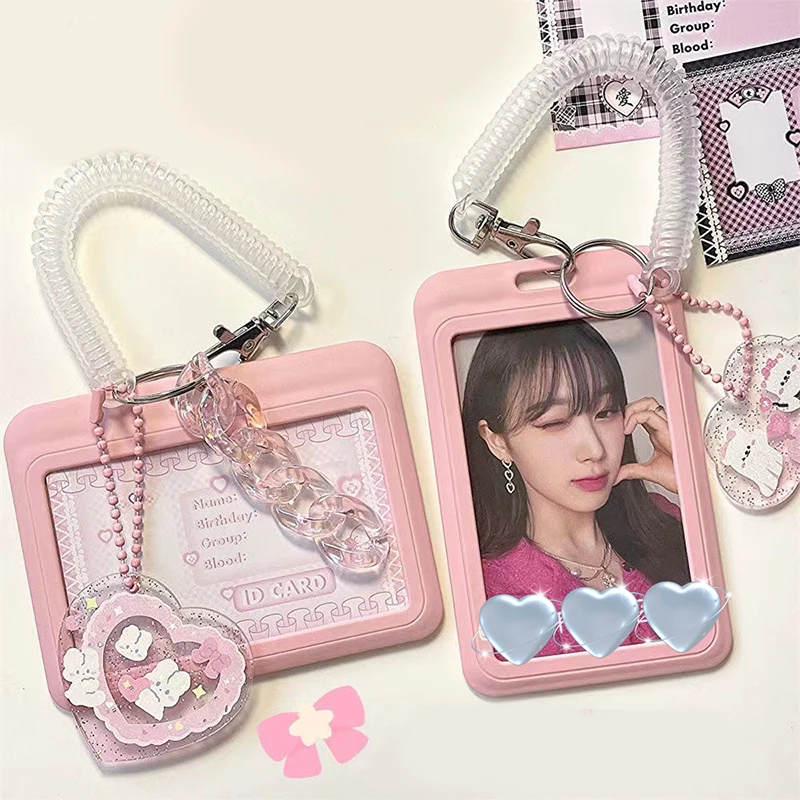 Transparent Acrylic Card Set Keychain Chasing Star 3 inch Small Card Bus Card Photocard Holder Keyring