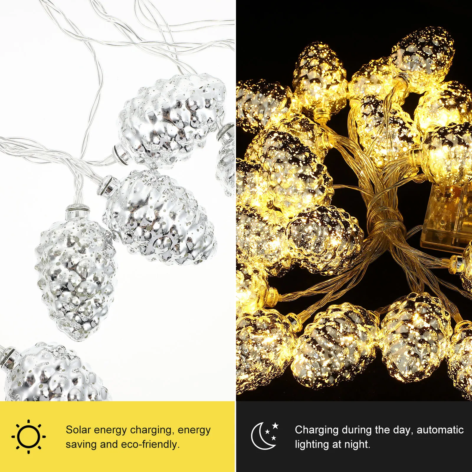 1 ensemble de guirlandes lumineuses Led à motif de flocon de neige, lampe blanche chaude alimentée pour décoration de noël de fête de chambre à coucher, éclairage festif