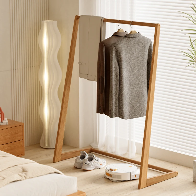 

Solid wood hanger Floor-to-ceiling coat rack Bedroom household hanger Simple vertical clothes hanger