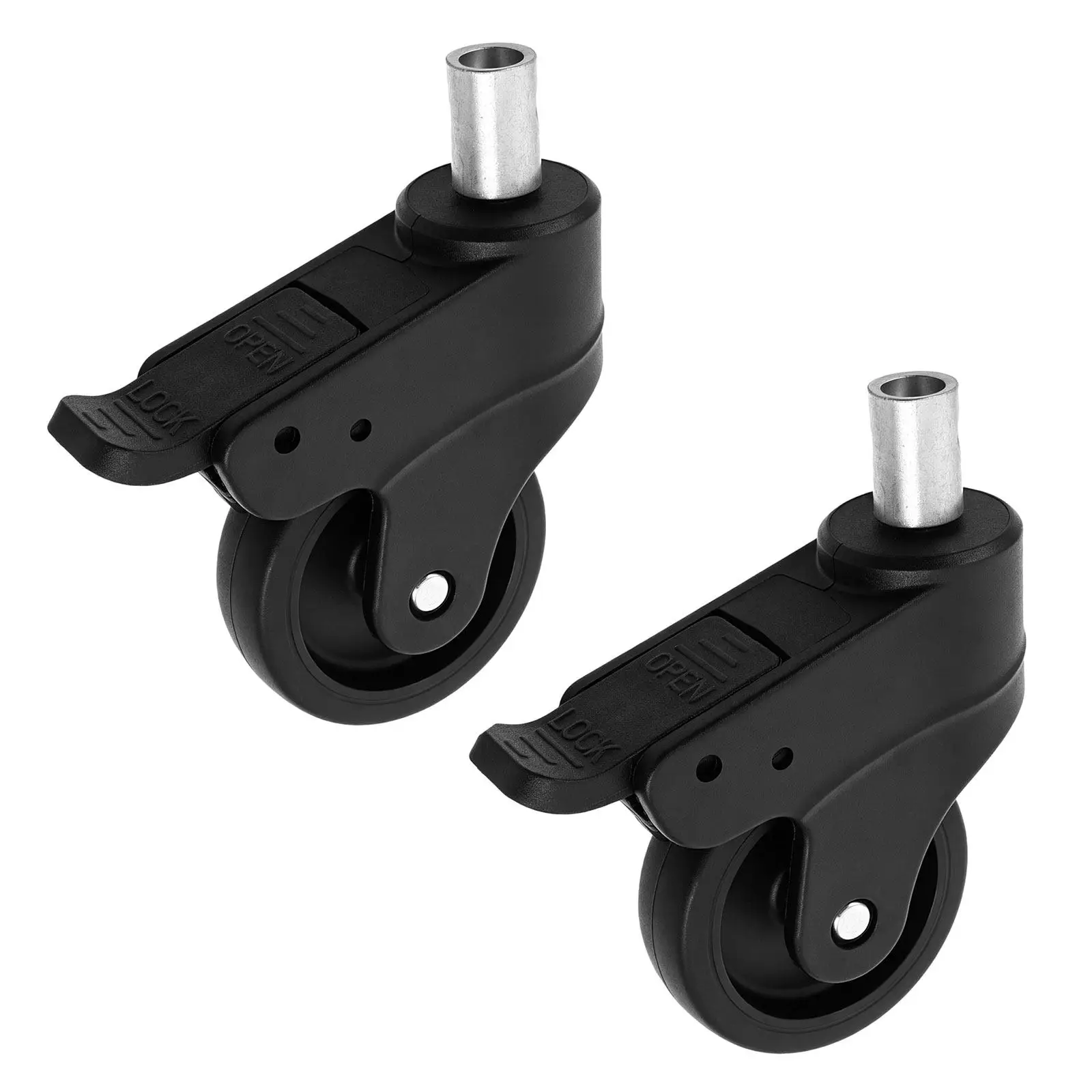 2pcs Commode Chair Replacement Casters 3 Inch Silent Stem Casters with Brake Lockable Swivel Wheels for Wheelchair Rolling Chair